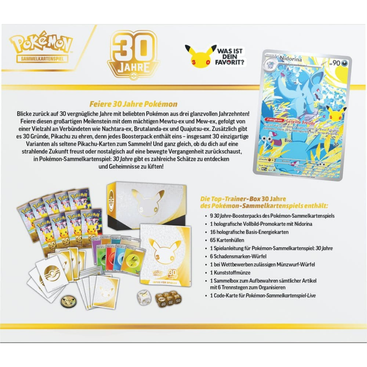 Pokémon / 30 Jahre Pokémon / Top Trainer Box / TTB / Deutsch