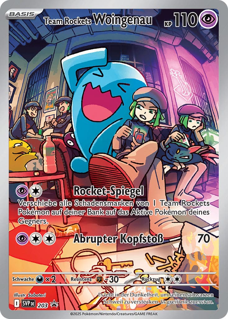 Pokemon Karmesin und Purpur Ewige Rivalen Top Trainer Box Team Rockets Woingenau Promo Karte