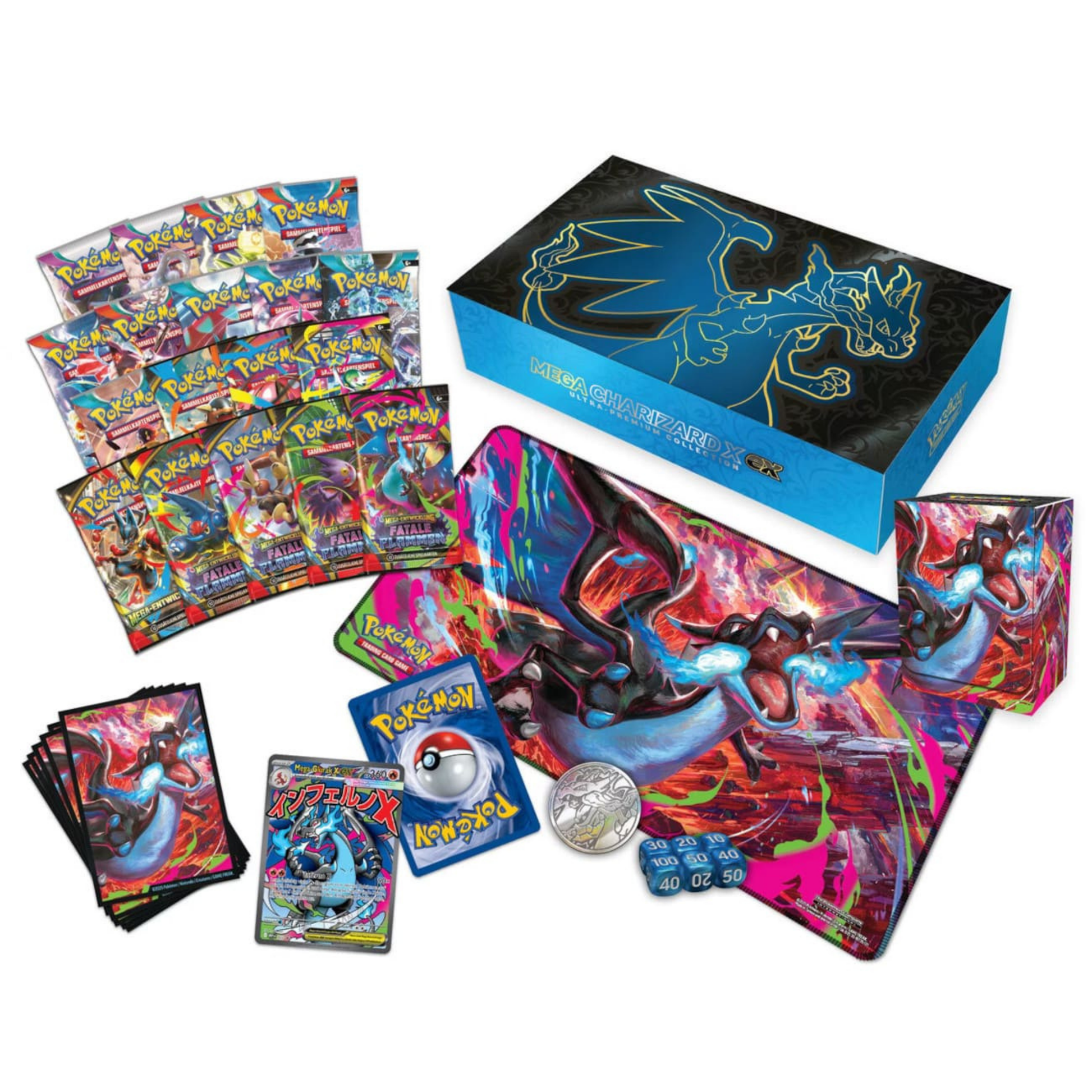 Pokemon Mega Entwicklung Fatale Flammen Mega Glurak X Ultra Premium Kollektion Inhalt   