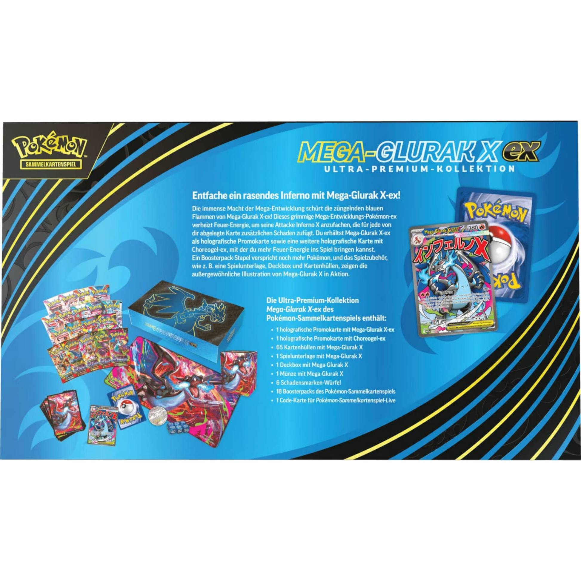 Pokemon Mega Entwicklung Fatale Flammen Mega Glurak X Ultra Premium Kollektion Rückseite