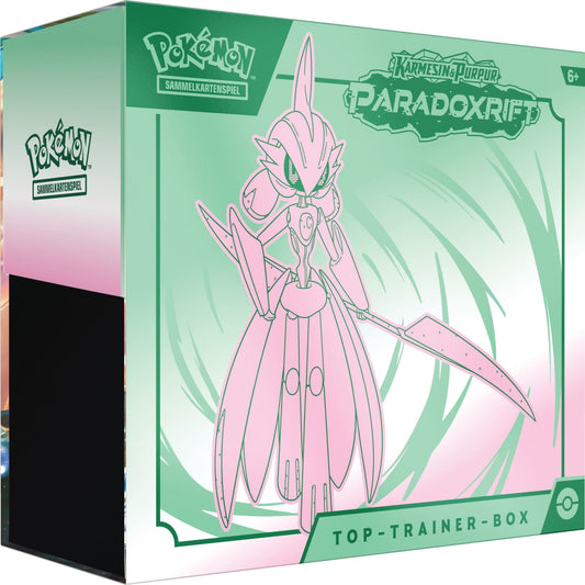 Pokemon Karmesin und Purpur Paradox Rift Top Trainer Box Eisenkrieger Vorderseite
