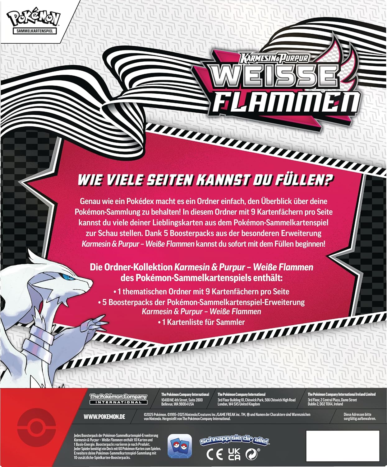 Pokemon Karmesin und Purpur Weisse Flammen Ordner Kollektion Rückseite Deutsch